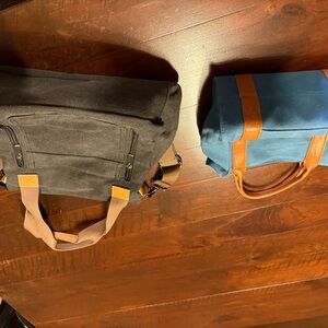 Elegant Black and Blue Satchel Set